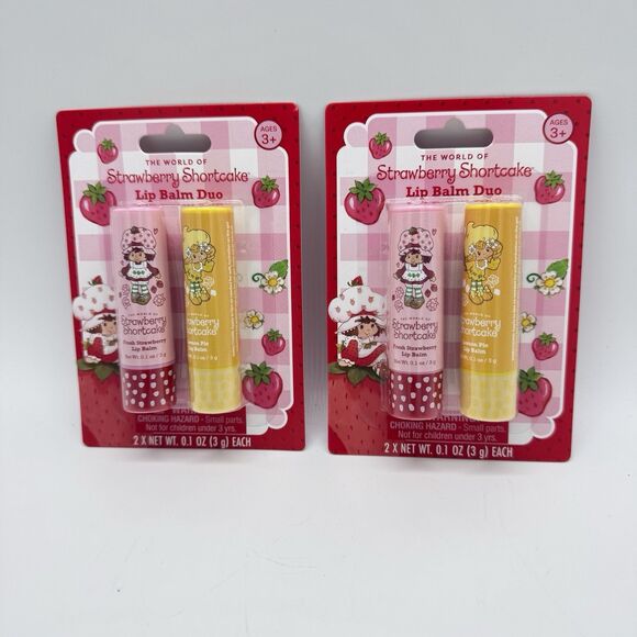 Other - The World Of Strawberry Shortcake Lip Balm Duo Fresh Strawberry & Lemon Pie New